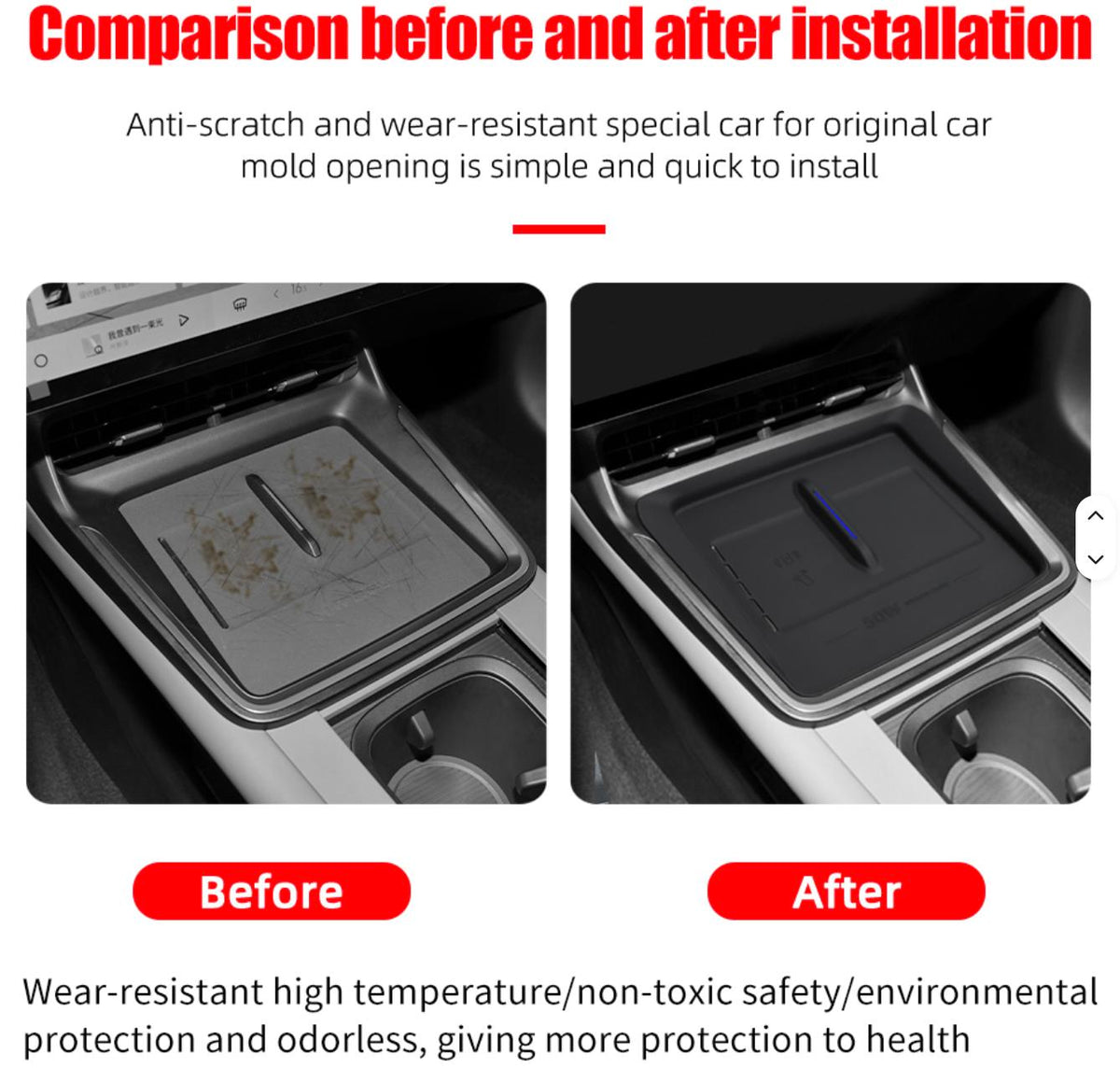 Tesla Wireless Charging Pad Cover | Anti-Slip Center Console Mat for Model Y & Model 3 Highland
