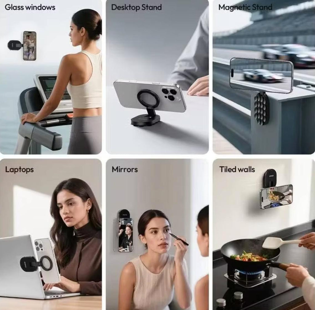3-in-1 Mini Suction Cup Magnetic Phone Mount | 360° Rotating Phone Holder