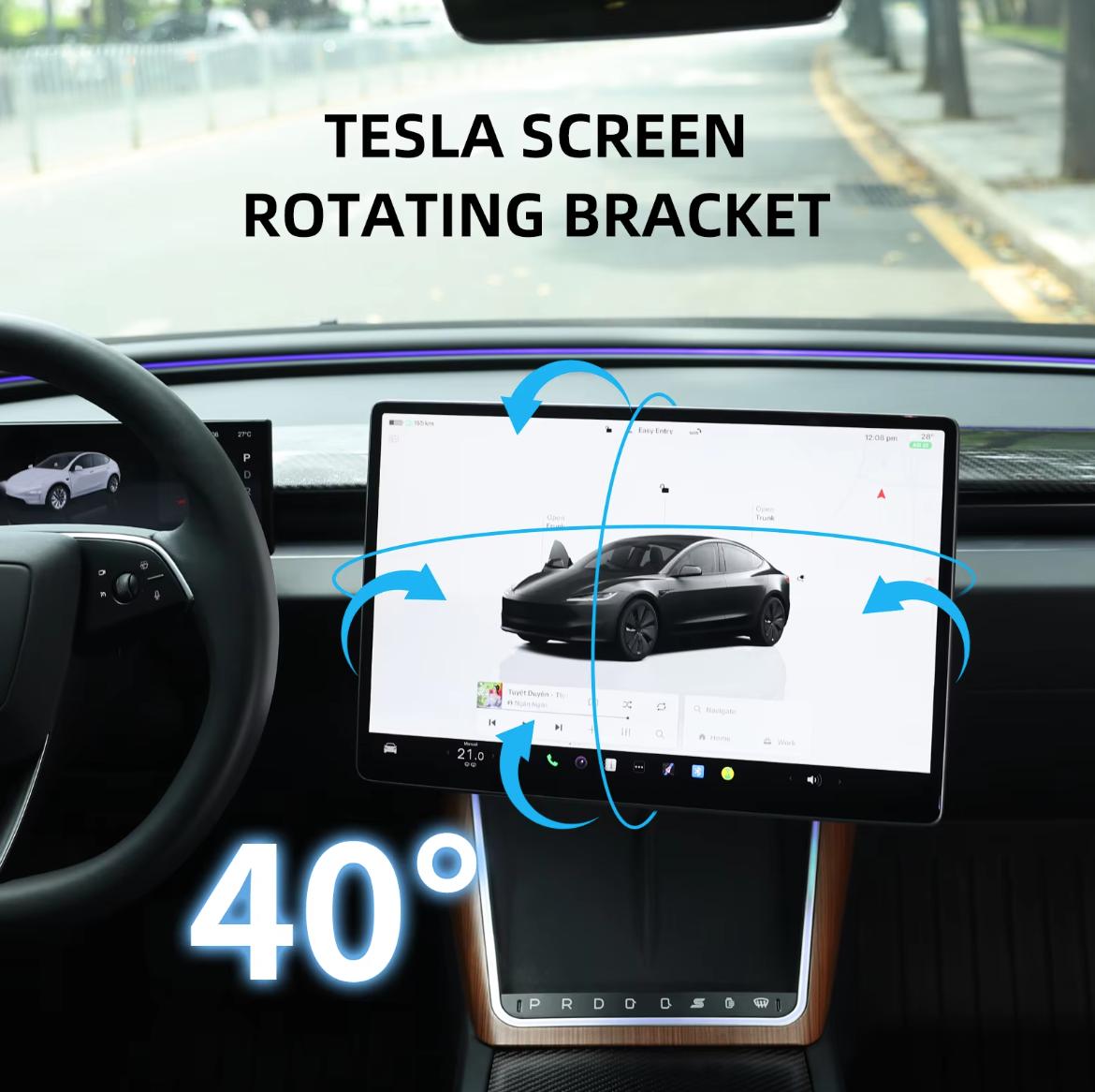 Tesla Model 3/Y Screen Tilt Bracket | 4-Way Adjustable Swivel Mount