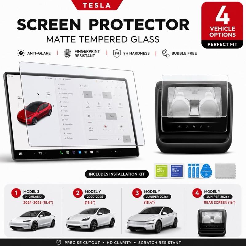 Tesla Model 3/Y Matte Tempered Glass Screen Protector