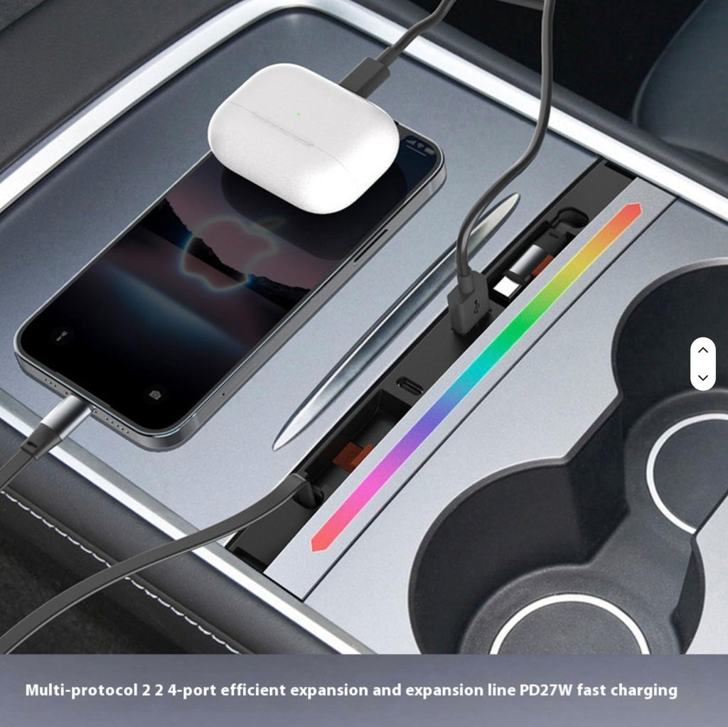 Tesla Model 3/Y Center Console USB Charging Dock with RGB Ambient Light