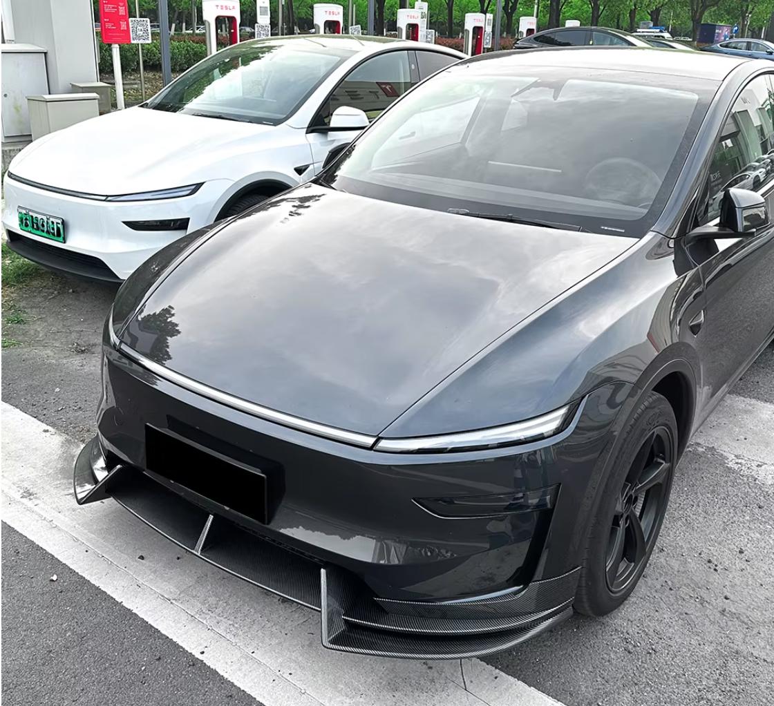 Tesla Model Y Front Lip Spoiler Gloss Black or Carbon Fiber Finish