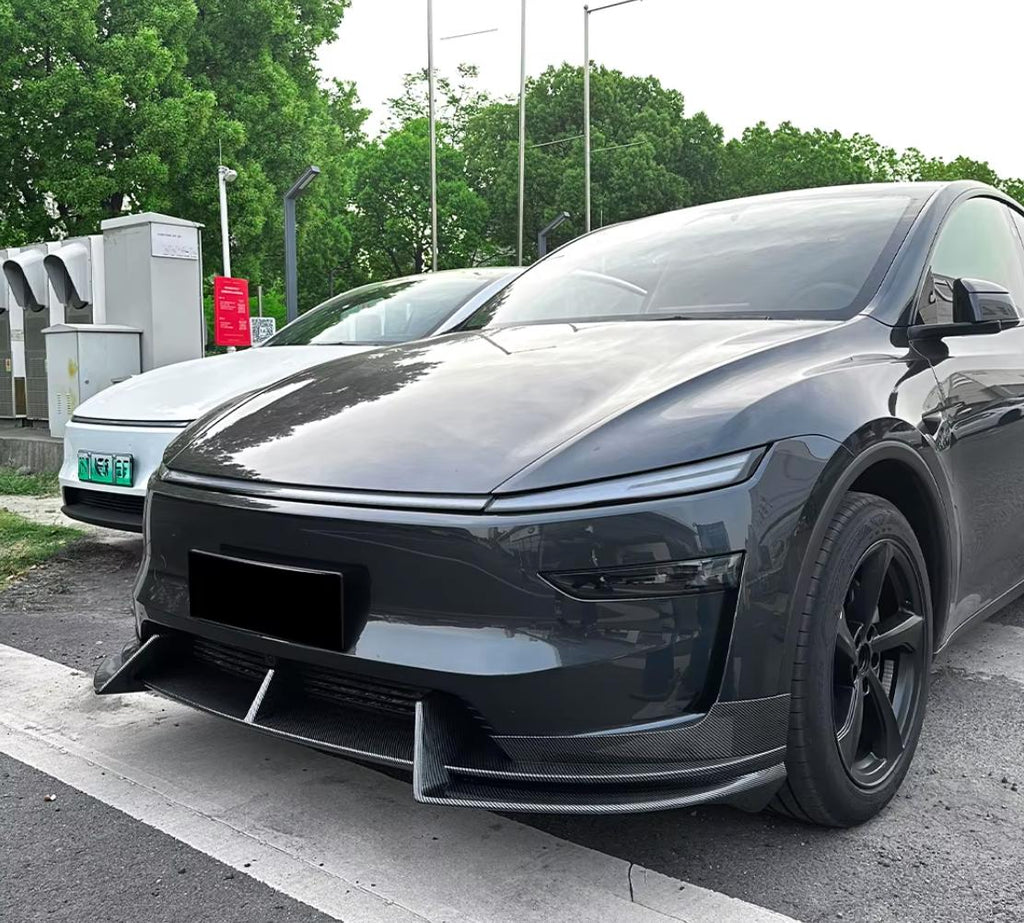 Tesla Model Y Front Lip Spoiler Gloss Black or Carbon Fiber Finish