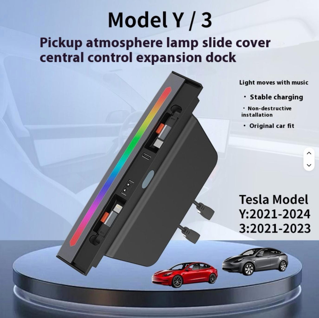 Tesla Model 3/Y Center Console USB Charging Dock with RGB Ambient Light