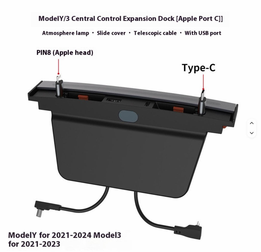 Tesla Model 3/Y Center Console USB Charging Dock with RGB Ambient Light