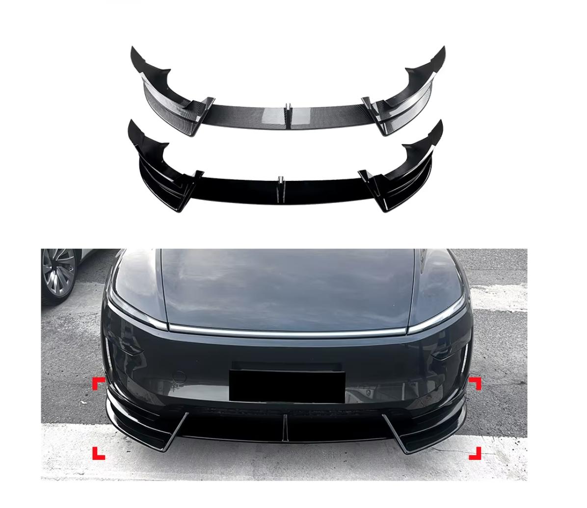 Tesla Model Y Front Lip Spoiler Gloss Black or Carbon Fiber Finish