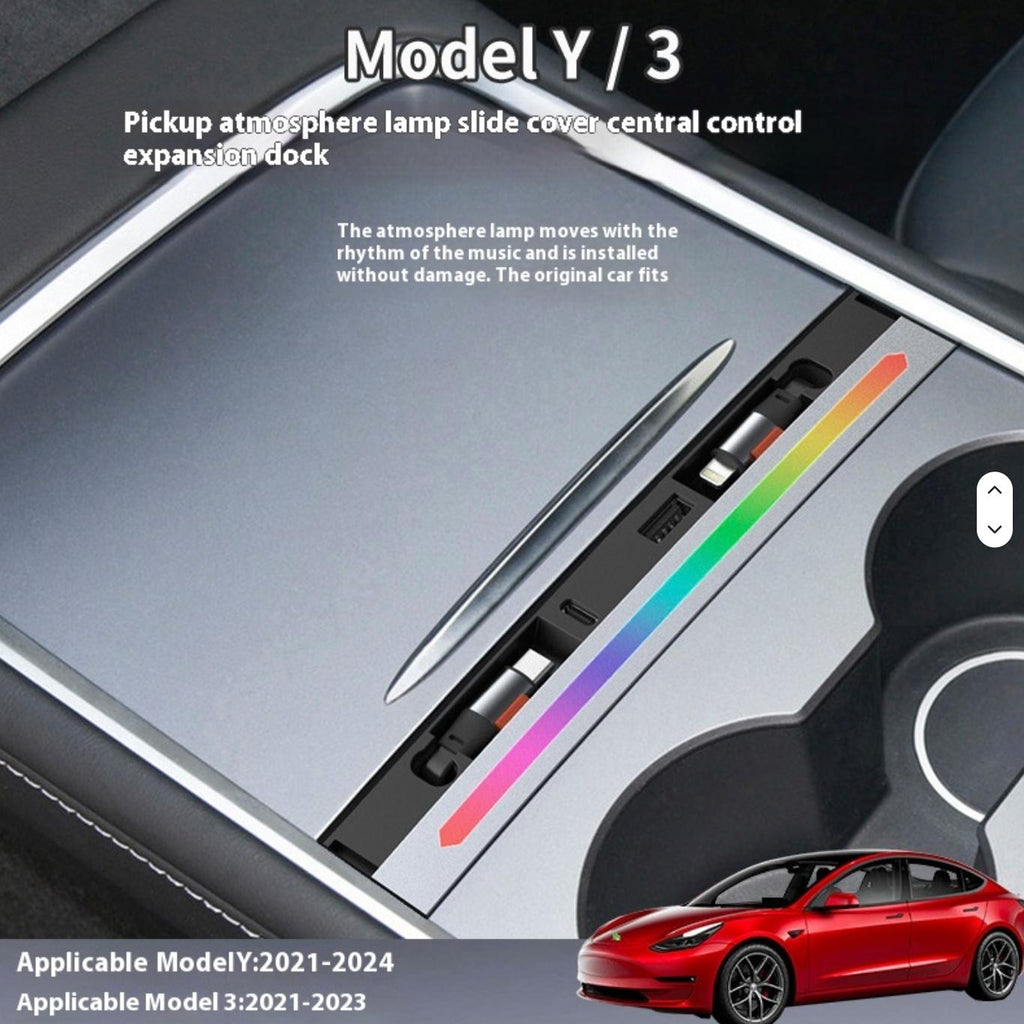 Tesla Model 3/Y Center Console USB Charging Dock with RGB Ambient Light